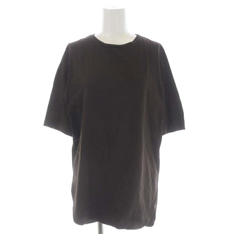 【中古】エイトン ATON 21SS SUVIN 60/2 ROUND HEM S/S T-SHIRT Tシャツ カットソー チュニック 五分袖 01 茶色 ブラウン /DO ■OS レディース 【ベクトル 古着】 230920