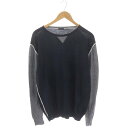 【中古】パオロペコラ PAOLO PECORA ニット カットソー 長袖 切替 XXL 紺 ネイビー グレー /DF ■OS メンズ 【ベクトル 古着】 231025