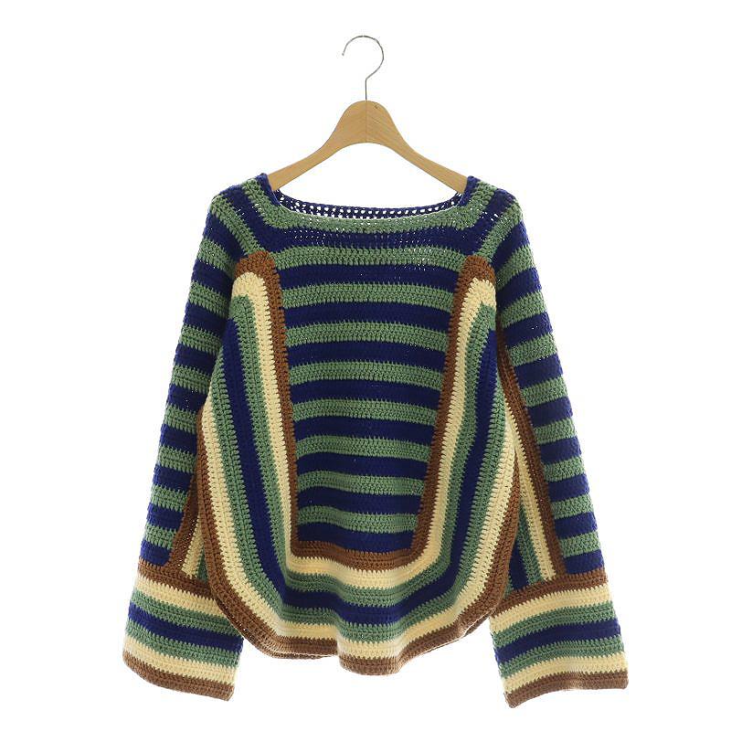 楽天ブランド古着ベクトルプレミアム店【中古】ボーディ BODHI CROCHET FOUR STRIPE SWEATER ニット セーター 長袖 スクエアネック ウール S/M マルチカラー /MF ■OS ■SH メンズ レディース 【ベクトル 古着】 231026