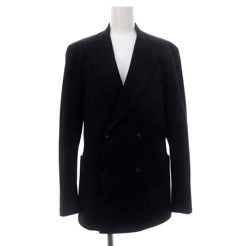 【中古】マルティニーク martinique ダブルジャケット テーラードジャケット 裏地ストライプ ミドル丈 1 濃紺 ダークネイビー /HS ■OS レディース 【ベクトル 古着】 240122