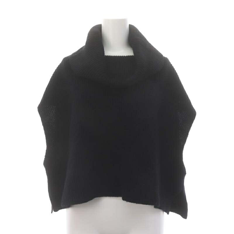 【中古】ネネット Ne-net pickable rib jersey プルオーバー ニット セーター フレンチスリーブ オフタートル ウール 2 黒 ブラック /MI ■OS レディース 【ベクトル 古着】 240202