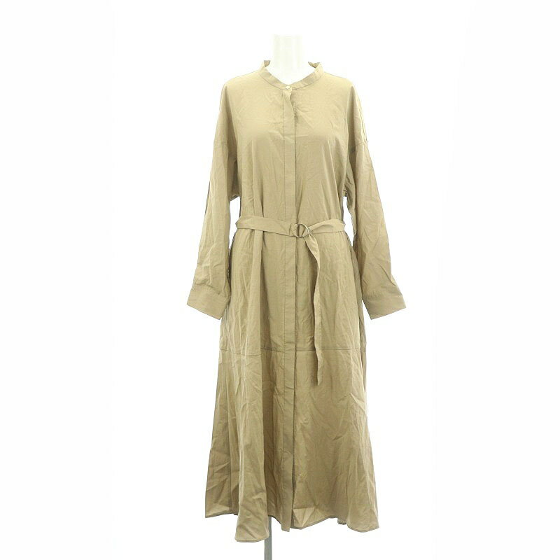 【中古】ストラ Stola. シャツワンピース 裾切り替え バンドカラー 38 M ベージュ /SY ■OS レディース 【ベクトル 古着】 240205