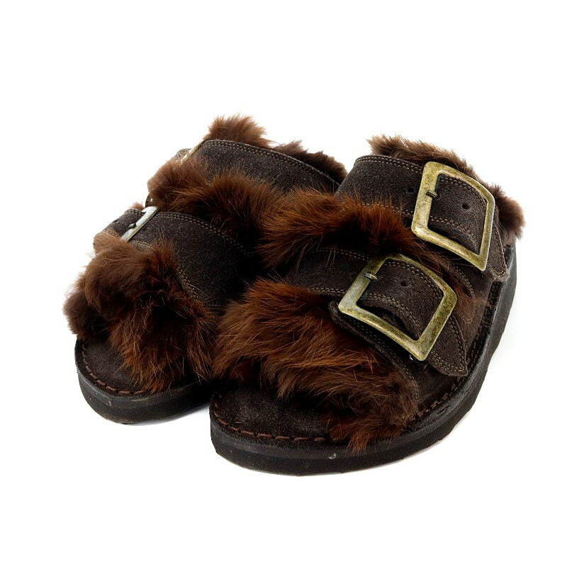 カミナンド caminando LAppartement別注 FUR SANDAL ファーサンダル ベルト スエード 36 23cm 茶 ブラウン /AK6 レディース  240306