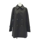 【中古】アクアスキュータム AQUASCUTUM ライナー付きベーシックトレンチコートショートコート アウター ミドル丈 ダブル S 黒 ブラック /ES ■OS レディース 【ベクトル 古着】 240328