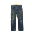 【中古】ネイバーフッド NEIGHBORHOOD SPNARROW SAVAGE DENIM ダメージ加工 カーゴデニムパンツ ジーンズ ジッパーフライ M 紺 ネイビー /MI ■OS メンズ 【ベクトル 古着】 240329ブランドネイ...