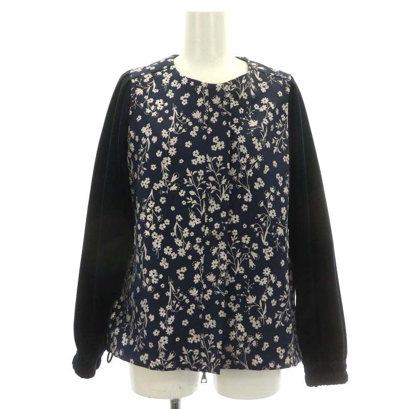 【中古】チョノ CHONO frozen flower ジャケット ブルゾン 花柄 切替 ベルベット F 紺 ネイビー /DF ■OS レディース 【ベクトル 古着】 240402