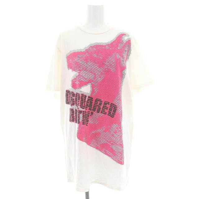 【中古】ディースクエアード DSQUARED2 プリントTシャツ 半袖 プルオーバー M 白 ホワイト ■SH /SY ■OS レディース 【ベクトル 古着】 240425