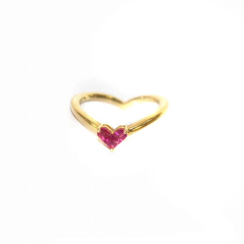 【中古】スタージュエリー STAR JEWELRY K18 ピンキーリング MYSTERIOUS HEART ミステリアスハート 指輪 ルビー 0.15ct 3号 イエローゴールド 2ZR1480 /YI28 レディース 【ベクトル 古着】 240515