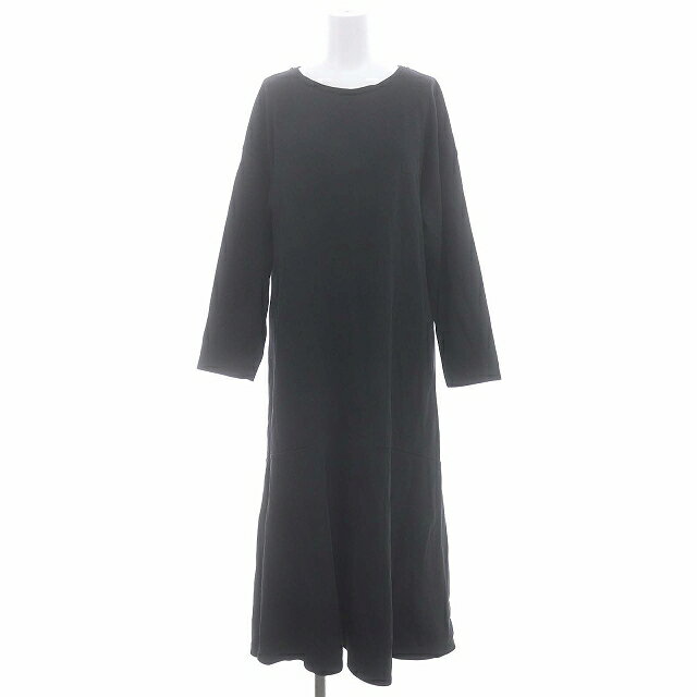 【中古】プルミエアロンディスモン 1er Arrondissement ダブルニットフレアーワンピース ロング 長袖 黒 ブラック /HK ■OS ■SH レディース 【ベクトル 古着】 240528
