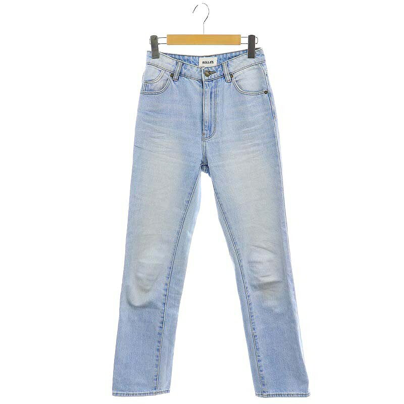 【中古】ローラス ROLLA'S 加工デニムパンツ ジーンズ ストレート ジッパーフライ 24 ライトブルー /MI ■OS レディース 【ベクトル 古着】 240613
