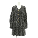【中古】カデュネ CADUNE 22AW ツイード 金ボタン サロペットオールインワン 長袖 38 黒 白 ブラック ホワイト /HS ■OS レディース 【ベクトル 古着】 240709(4)