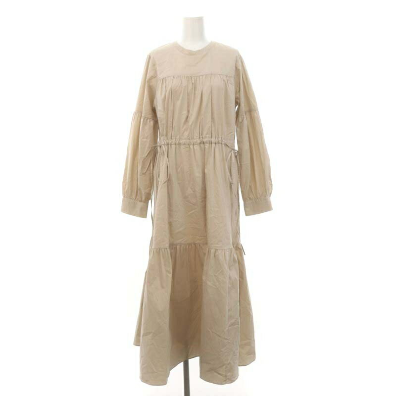 【中古】リランドチュール Rirandture 23SS セットアップ 2点セット ベスト ニット クロップド シャツワンピース ロング 長袖 ティアード 2 ベージュ /DO ■OS レディース 【ベクトル 古着】 240712