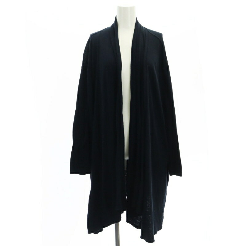 【中古】プランテーション plantation ロングショールカーディガン ニット 長袖 前開きトッパー 2 M 紺 ネイビー /AT ■OS レディース 【ベクトル 古着】 240718