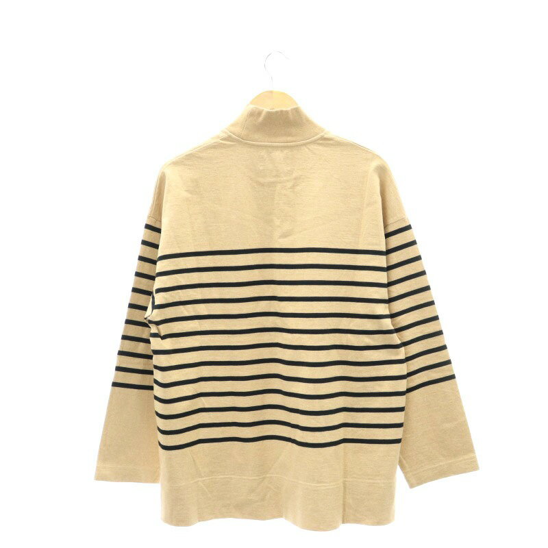 【中古】マーカウェア MARKA WARE 22AW BOX Tee TURTLE-NECK カットソー Tシャツ 長袖 ボーダー 1 S ベージュ 黒 ブラック /AT ■OS ■AD メンズ 【ベクトル 古着】 240819
