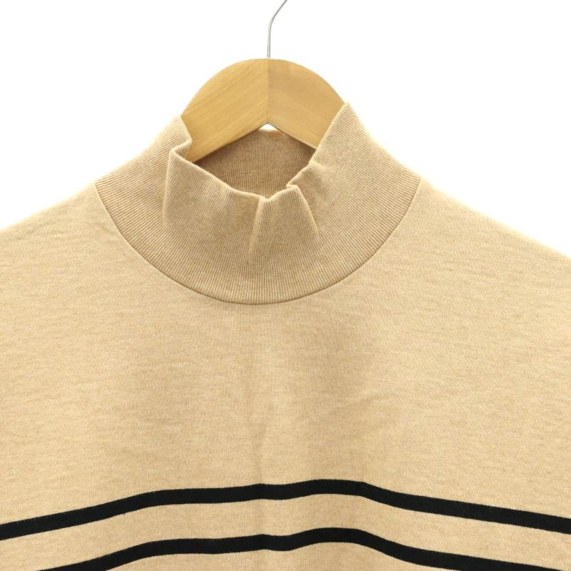 【中古】マーカウェア MARKA WARE 22AW BOX Tee TURTLE-NECK カットソー Tシャツ 長袖 ボーダー 1 S ベージュ 黒 ブラック /AT ■OS ■AD メンズ 【ベクトル 古着】 240819