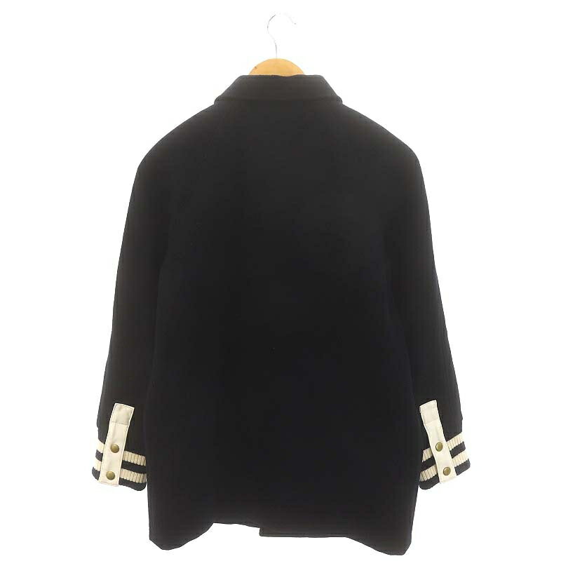 【中古】バービンユニフォーム BirvinUniform ウールスタジャン風ミディ丈ブルゾン ジャケット 背抜き F 紺 ネイビー オフホワイト /DO ■OS メンズ 【ベクトル 古着】 240919