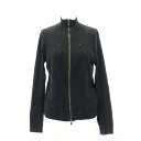 【中古】ヴェルサーチジーンズ VERSACE JEANS COUTURE ジップアップ ニットパーカー 長袖 ハイネック 黒 ブラック /CX ■OS レディース 【ベクトル 古着】 241021