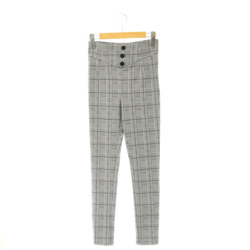 【中古】エミリアウィズ EmiriaWiz ハイウエストグレンチェックストレッチスキニーパンツ スリム 千鳥格子 S 黒 ブラック 白 ホワイト /AT ■OS レディース 【ベクトル 古着】 250217