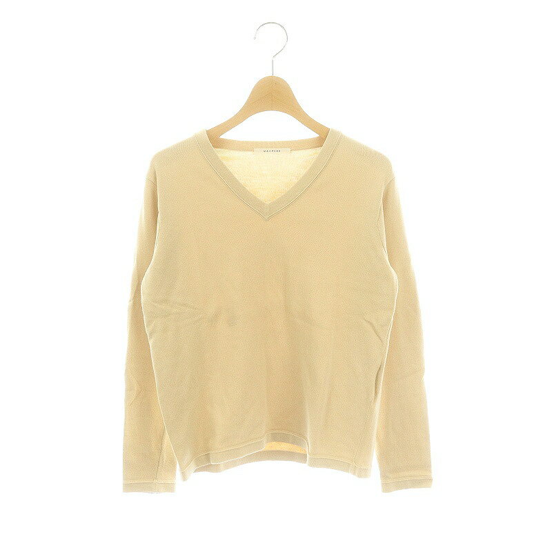 【中古】マカフィー MACPHEE トゥモローランド コットンVネックプルオーバー ニット セーター 長袖 S ベージュ /ES ■OS レディース 【ベクトル 古着】 241118