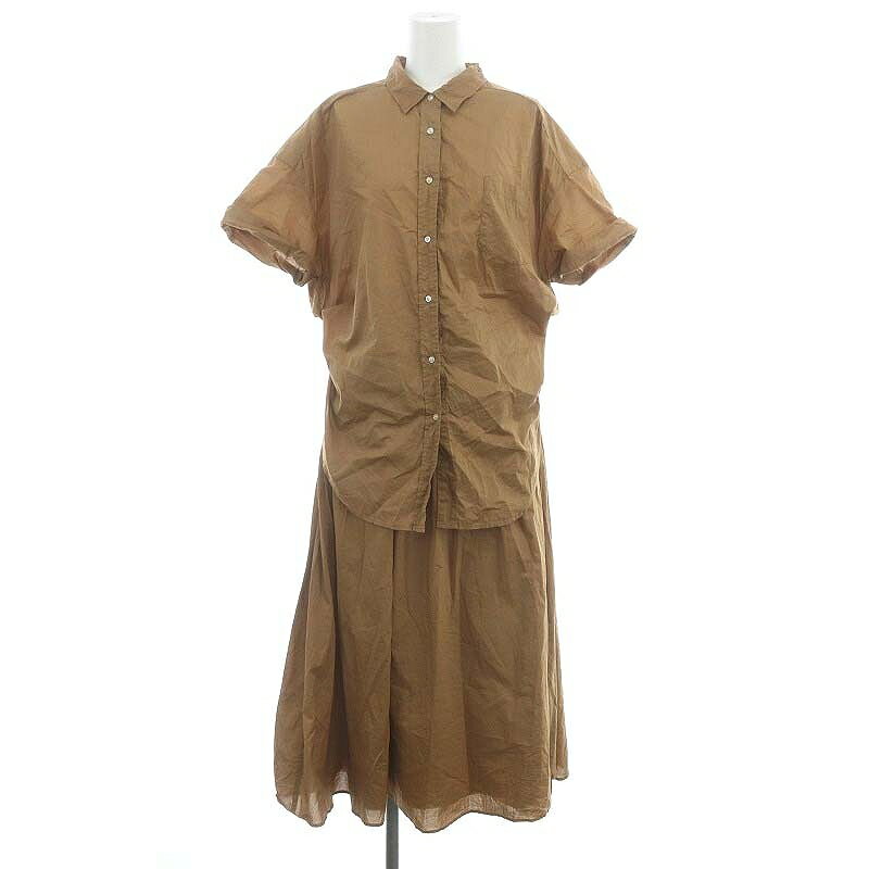 【中古】ミラオーウェン Mila Owen 半袖シャツワンピース ロング マキシ丈 0 茶 ブラウン /MI ■OS レディース 【ベクトル 古着】 241009