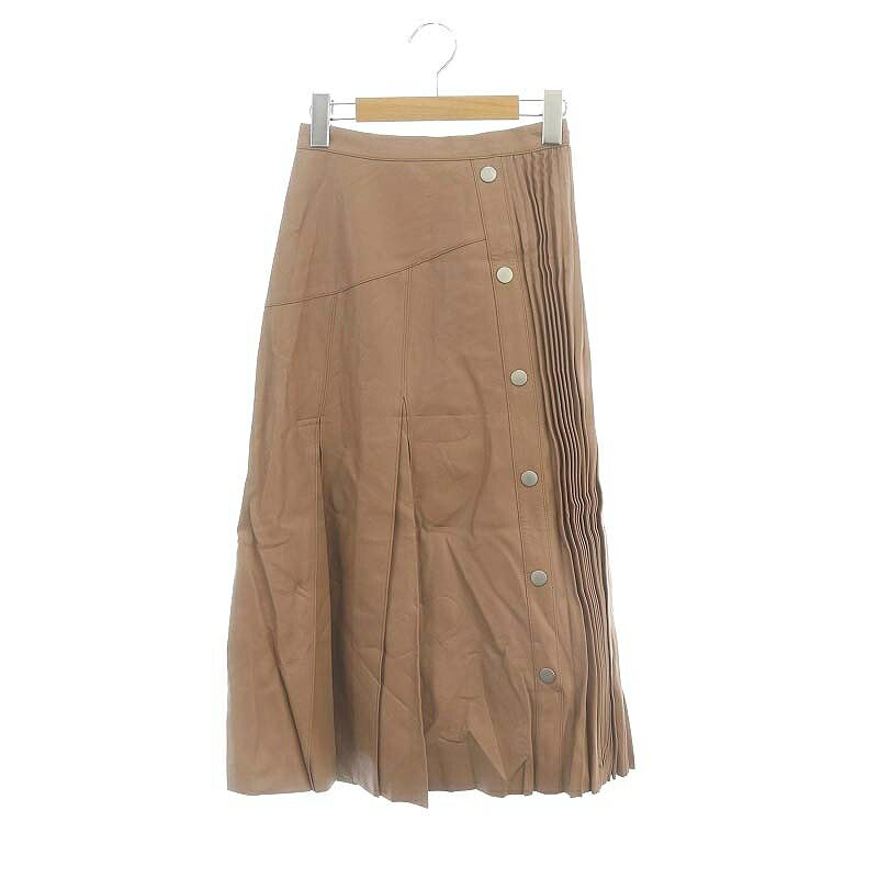 【中古】アプワイザーリッシェ Apuweiser-riche レザープリーツアシメスカート フェイクレザー ロング 0 ピンクブラウン /DF ■OS レディース 【ベクトル 古着】 241022