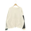 【中古】エンフォルド ENFOLD BI-COLOR PARKA パーカー スウェット カットソー 長袖 フード 38 オフホワイト 緑 紺 /DO ■OS レディース 【ベクトル 古着】 241106