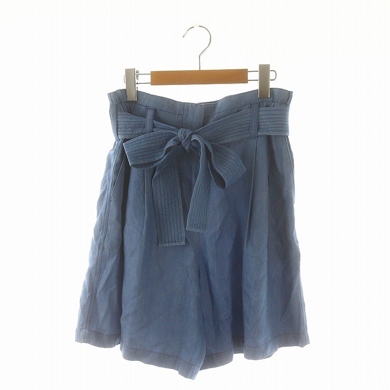 【中古】3.1 フィリップリム 3.1 phillip lim キュロット ショートパンツ リボンベルト付き 2 青 ブル..