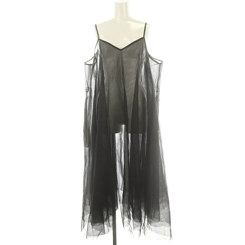 【中古】マウジー MOUSSY 23AW チュール A LINE ドレス ワンピース ロング マキシ F 黒 ブラック /MF ■OS ■SH レディース 【ベクトル 古着】 241107