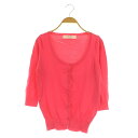 【中古】ザラ ZARA ニットカーディガン 七分袖 Uネック USA M ピンク /MY ■OS ■SH レディース 【ベクトル 古着】 250311
