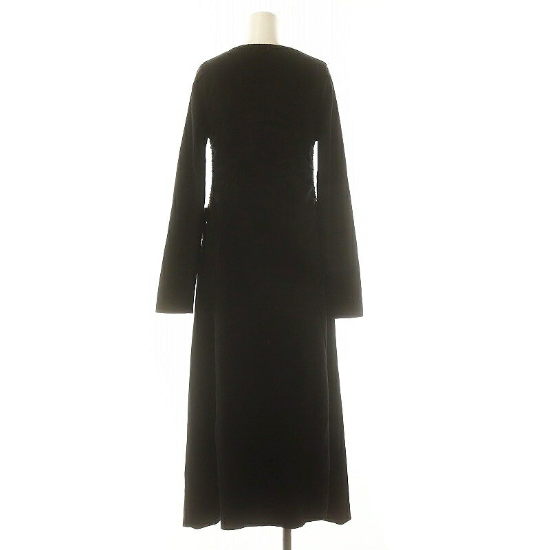 【中古】マウジー MOUSSY 23AW WAIST RIBBON ロングドレス ワンピース ロング 長袖 1 黒 ブラック /HK ■OS ■SH レディース 【ベクトル 古着】 241121