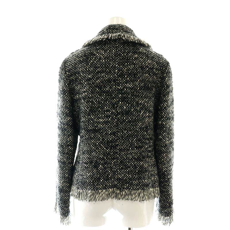 【中古】オールドイングランド OLD ENGLAND ツイード ジャケット アウター ニット ウール混 36 黒 白 グレー /NR ■OS レディース 【ベクトル 古着】 241120