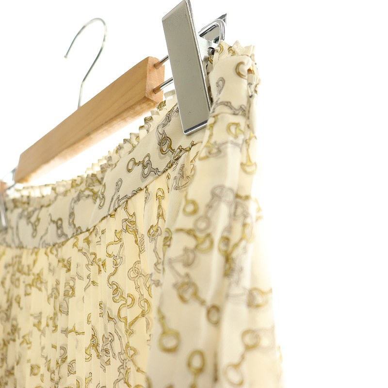 【中古】ボールジー BALLSEY トゥモローランド TOMORROWLAND ビットプリントアシンメトリープリーツスカート ロング丈 34 S オフホワイト /KO ■OS レディース 【ベクトル 古着】 241213