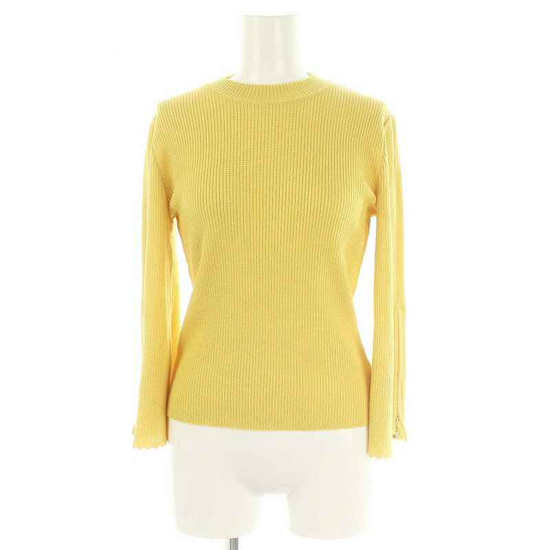 【中古】エムズグレイシー M'S GRACY カメリアファスナー 裾ジップ ニット カットソー 九分袖 38 黄 イ..