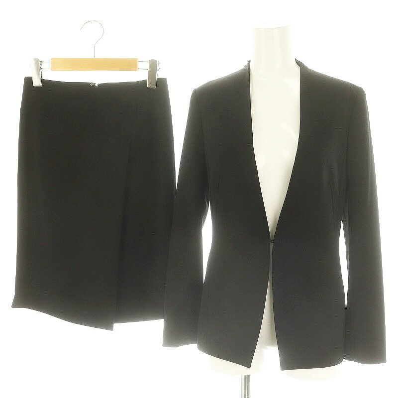 【中古】アイシービー iCB スーツ セットアップ 上下 テーラードジャケット タイトスカート ひざ丈 5 黒 ブラック /DF ■OS レディース 【ベクトル 古着】 241203