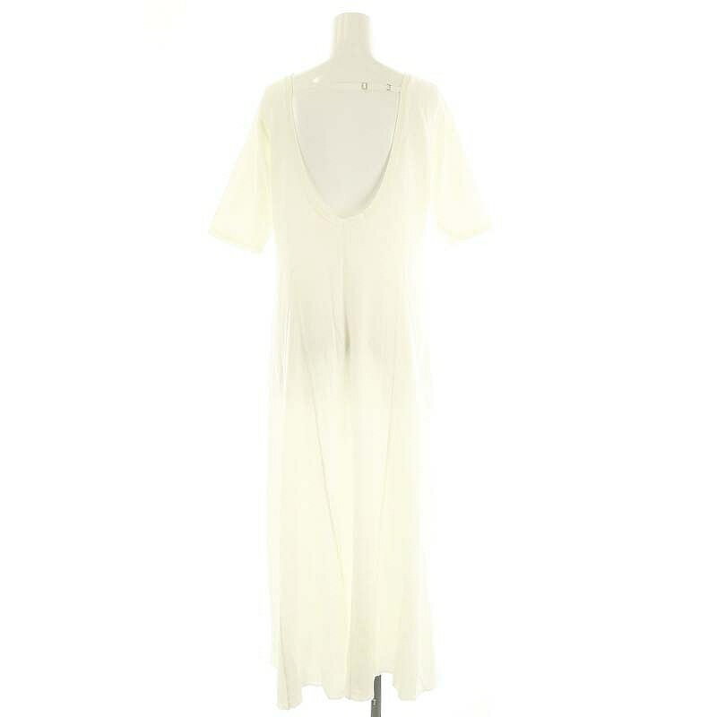 【中古】B&Y ユナイテッドアローズ BEAUTY&YOUTH ビューティー&ユース バックホール フレアワンピース ロング 半袖 白 ホワイト /DF ■OS レディース 【ベクトル 古着】 241212