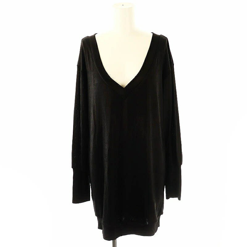 【中古】アドニシス Adonisis Vネック チュニック カットソー 長袖 F 黒 /NR ■OS レディース 【ベクトル 古着】 250215