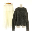 【中古】ミラオーウェン Mila Owen 23AW セットアップ 上下 ケーブルニット セーター 長袖 ティアードスカート ロング フレア 1 黒 ブラック オフホワイト /DO ■OS レディース 【ベクトル 古着】 241218