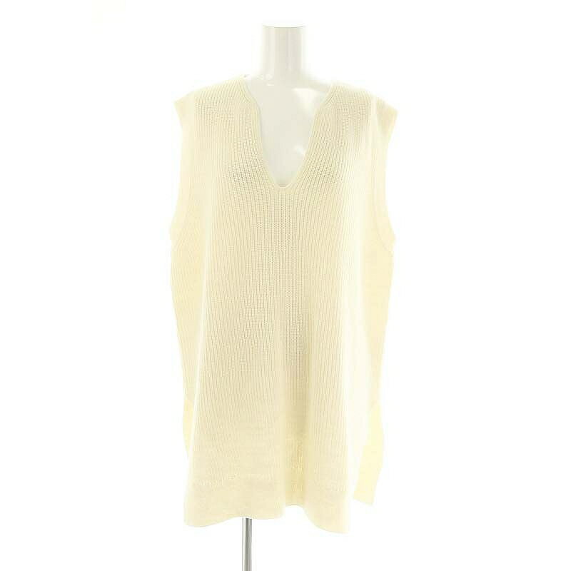 【中古】未使用品 ザラ ZARA ニットベスト プルオーバー スリット コットン S アイボリー /YQ ■OS レディース 【ベクトル 古着】 241226