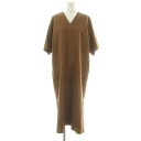 【中古】グラフペーパー Graphpaper Compact Ponte Cut Off Dress ドレス ワンピース ロング 七分袖 Vネック 00 茶 ブラウン /DO ■OS レディース 【ベクトル 古着】 250107