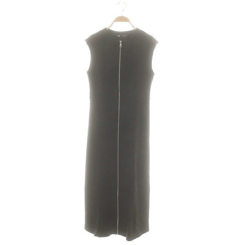 【中古】ザラ ZARA ノースリブワンピース フェイクスエード ロング丈 ジップアップ XS 黒 ブラック /KO ■OS レディース 【ベクトル 古着】 250114