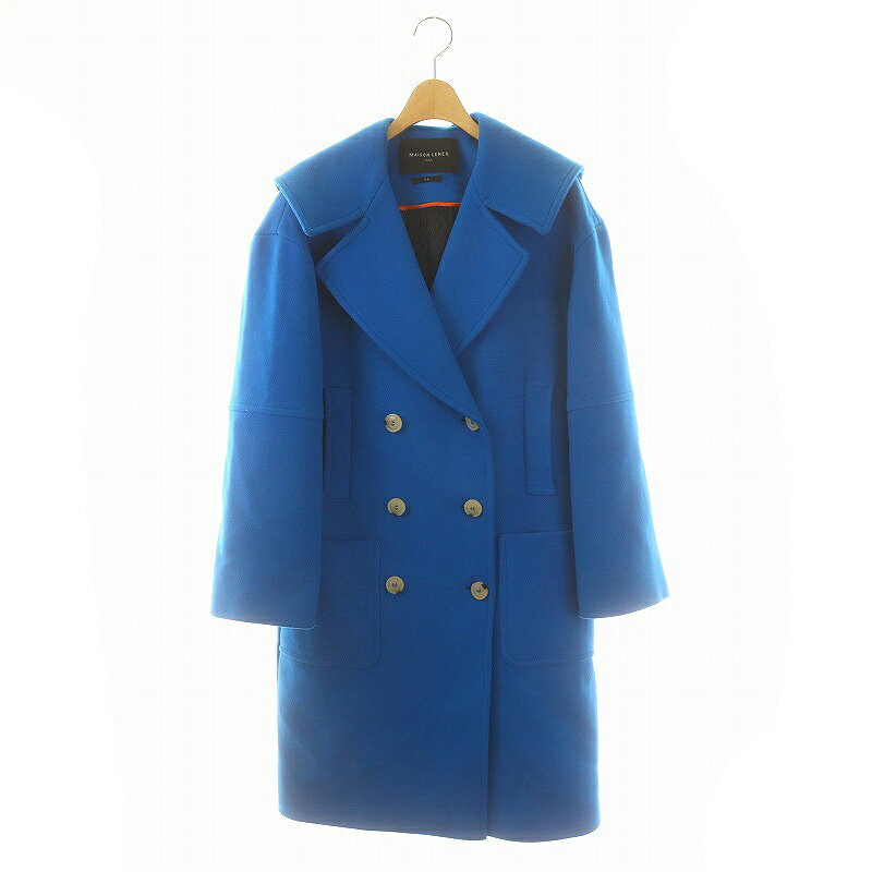 【中古】メゾン レネール MAISON LENER ウールフーデットコート ロング アウター XS 青 ブルー /MF ■OS..