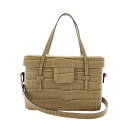 【中古】フォクシー FOXEY Bag Gateau au chocolat ガトーショコラ 2WAY ショルダーバッグ ハンド レザー クロコ型押し 鏡付き 茶 ブラウン 35353 /AQ ■OS レディース 【ベクトル 古着】 250109