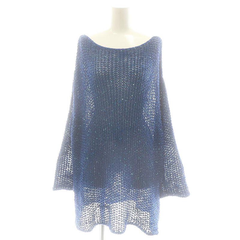 【中古】アメリヴィンテージ Ameri VINTAGE 24SS GLITTER LOOSE FITTING KNIT TOP ニットトップ 長袖 ボートネック スパンコール 青 ブルー 01410140300 /KO ■OS レディース 【ベクトル 古着】 250114