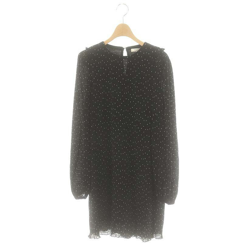 【中古】マウジー MOUSSY PLEATED DOT MINI DRESS ドレスワンピース ミニ 長袖 ドット 水玉 プリーツ加工 F 黒 白 ブラック ホワイト 010FAH30-6570 /ES ■OS ■SH レディース 【ベクトル 古着】 250116
