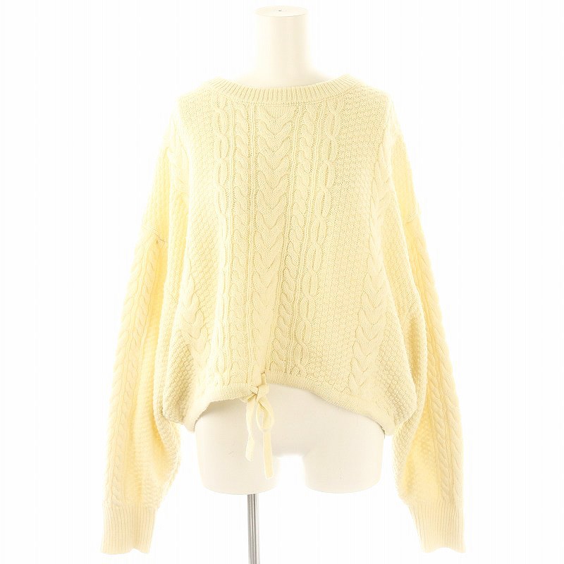【中古】マウジー MOUSSY ドローストリングケーブル DRAWSTRING CABLE ニット セーター 長袖 プルオーバー F アイボリー /YQ ■OS ■SH レディース 【ベクトル 古着】 250114(4)
