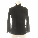 【中古】ポールカ PAULE KA フリルニットアンサンブル カーディガン 長袖 タンクトップ ノースリーブ リブ シルク S 黒 ブラック /ES ■OS レディース 【ベクトル 古着】 250120