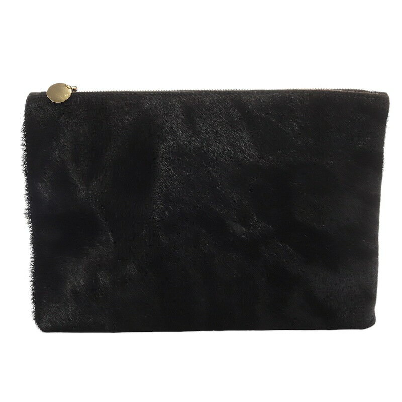 【中古】クレアヴィヴィエ CLARE VIVIER クラッチバッグ セカンドバッグ ハラコ 黒 ブラック /SR35 レ..