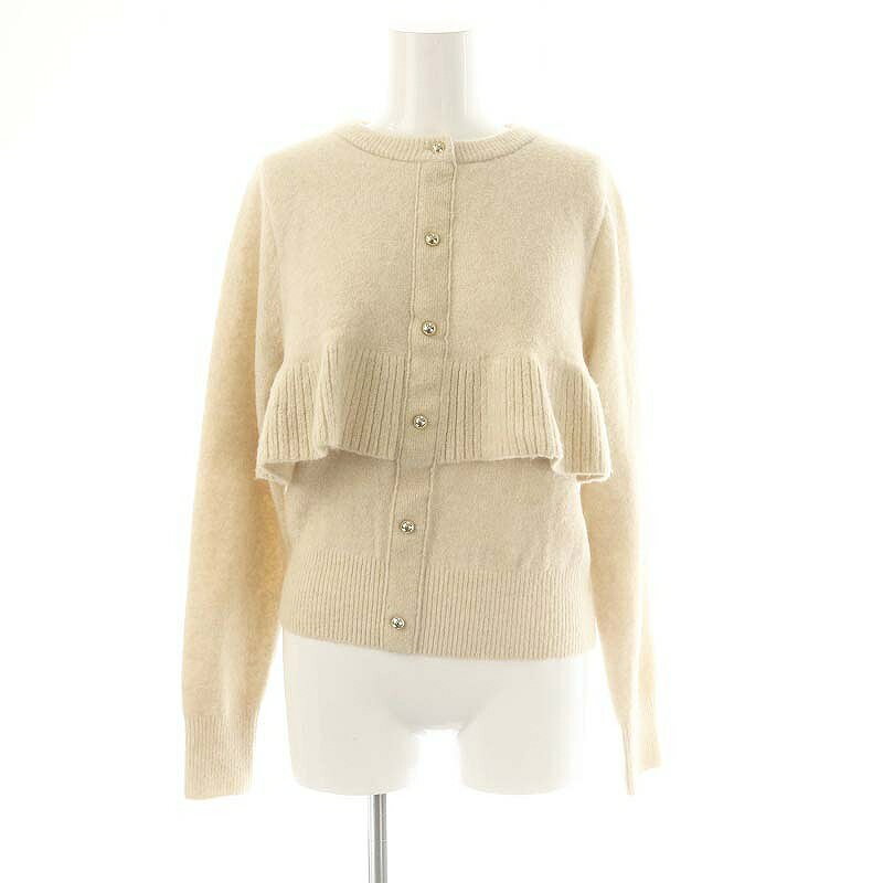 【中古】ジャスグリッティー JUSGLITTY 24AW ケーププルオーバー カーディガン ニット フリル 長袖 クルーネック ウール混 2 M ベージュ /KO ■OS レディース 【ベクトル 古着】 250128