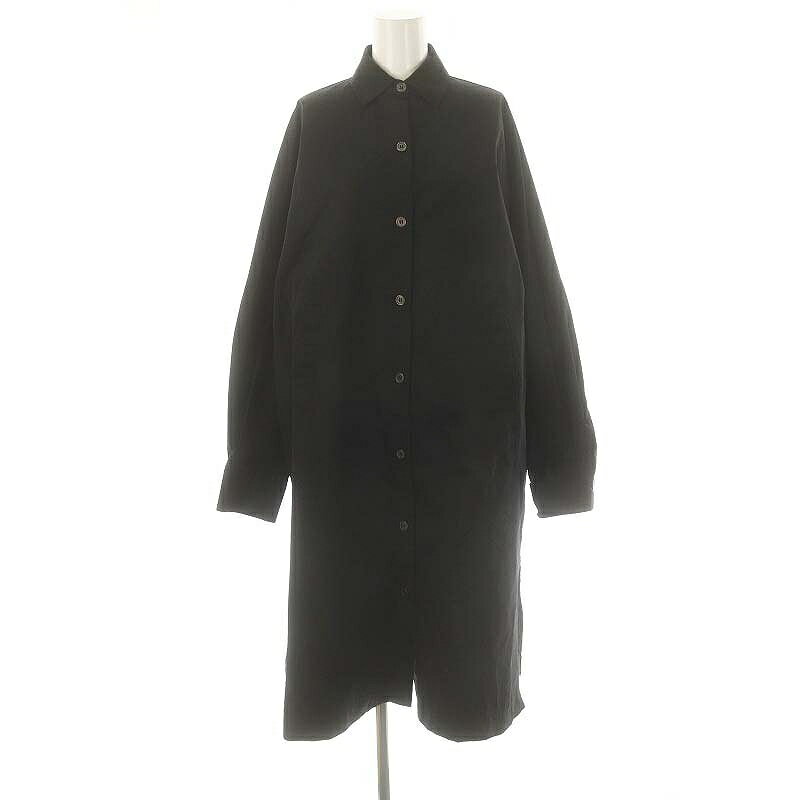 【中古】シアントーキョー CYANTOKYO バックラインロングシャツコート 薄手 ステンカラー F 黒 ブラック ベージュ /DO ■OS レディース 【ベクトル 古着】 250130