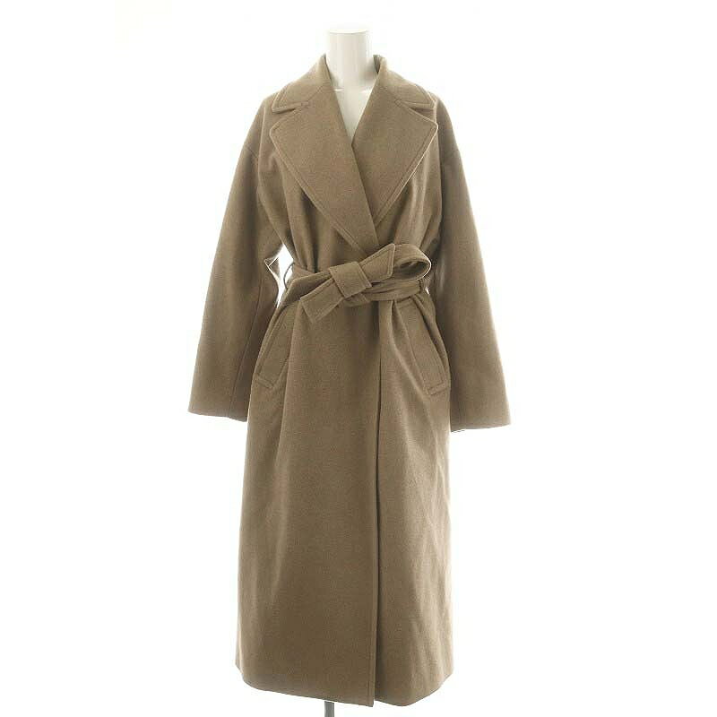 【中古】スローブ イエナ SLOBE IENA SUPER100メルトン ビックラペルコート アウター ロング ダブル 38 茶 ブラウン /MF ■OS レディース 【ベクトル 古着】 250130